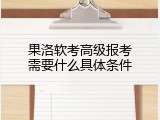 果洛软考高级报考需要什么具体条件