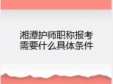 湘潭护师职称报考需要什么具体条件