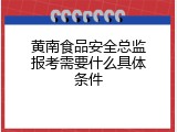 黄南食品安全总监报考需要什么具体条件