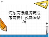 海东高级经济师报考需要什么具体条件