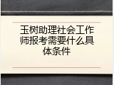 玉树助理社会工作师报考需要什么具体条件