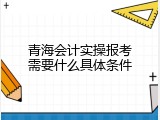 青海会计实操报考需要什么具体条件