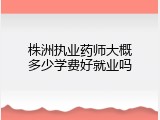 株洲执业药师大概多少学费好就业吗