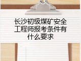 长沙初级煤矿安全工程师报考条件有什么要求