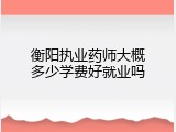 衡阳执业药师大概多少学费好就业吗