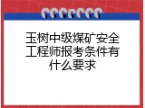 玉树中级煤矿安全工程师报考条件有什么要求