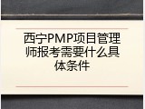 西宁PMP项目管理师报考需要什么具体条件