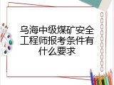 乌海中级煤矿安全工程师报考条件有什么要求