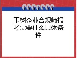 玉树企业合规师报考需要什么具体条件