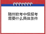 随州软考中级报考需要什么具体条件