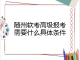 随州软考高级报考需要什么具体条件