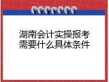 湖南会计实操报考需要什么具体条件