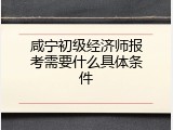 咸宁初级经济师报考需要什么具体条件