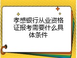 孝感银行从业资格证报考需要什么具体条件