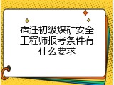 宿迁初级煤矿安全工程师报考条件有什么要求