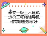泰安一级土木建筑造价工程师辅导机构有哪些哪家好