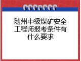 随州中级煤矿安全工程师报考条件有什么要求