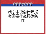 咸宁中级会计师报考需要什么具体条件