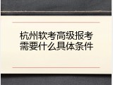 杭州软考高级报考需要什么具体条件