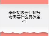 泰州初级会计师报考需要什么具体条件