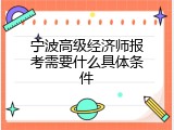 宁波高级经济师报考需要什么具体条件