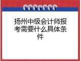扬州中级会计师报考需要什么具体条件