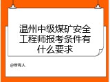 温州中级煤矿安全工程师报考条件有什么要求