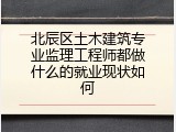 北辰区土木建筑专业监理工程师都做什么的就业现状如何
