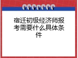 宿迁初级经济师报考需要什么具体条件