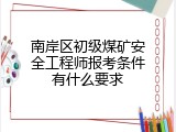 南岸区初级煤矿安全工程师报考条件有什么要求