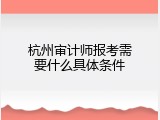 杭州审计师报考需要什么具体条件