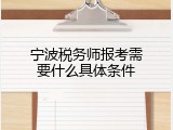 宁波税务师报考需要什么具体条件