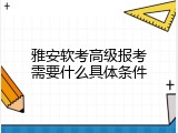 雅安软考高级报考需要什么具体条件