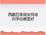 西藏五级保安员培训学校哪里好