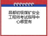 昌都初级煤矿安全工程师考试指导中心哪里有