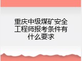 重庆中级煤矿安全工程师报考条件有什么要求