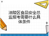涪陵区食品安全总监报考需要什么具体条件