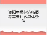 资阳中级经济师报考需要什么具体条件