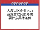 大渡口区企业人力资源管理师报考需要什么具体条件