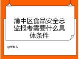 渝中区食品安全总监报考需要什么具体条件