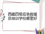 西藏四级应急救援员培训学校哪里好