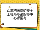 西藏初级煤矿安全工程师考试指导中心哪里有