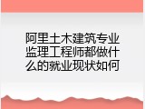 阿里土木建筑专业监理工程师都做什么的就业现状如何