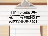 河池土木建筑专业监理工程师都做什么的就业现状如何