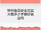 贺州食品安全总监大概多少学费好就业吗
