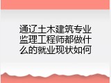 通辽土木建筑专业监理工程师都做什么的就业现状如何