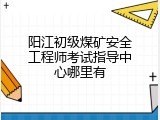 阳江初级煤矿安全工程师考试指导中心哪里有