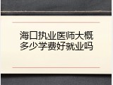 海口执业医师大概多少学费好就业吗