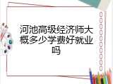 河池高级经济师大概多少学费好就业吗