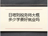 日喀则税务师大概多少学费好就业吗